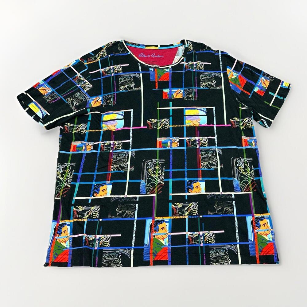 Robert Graham Men's 3XL Black Abstract Free Graffiti Art Graphic T Shirt Cotton